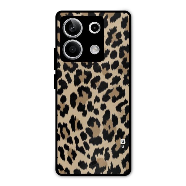 Brown Leapord Print Metal Back Case for Redmi Note 13 5G