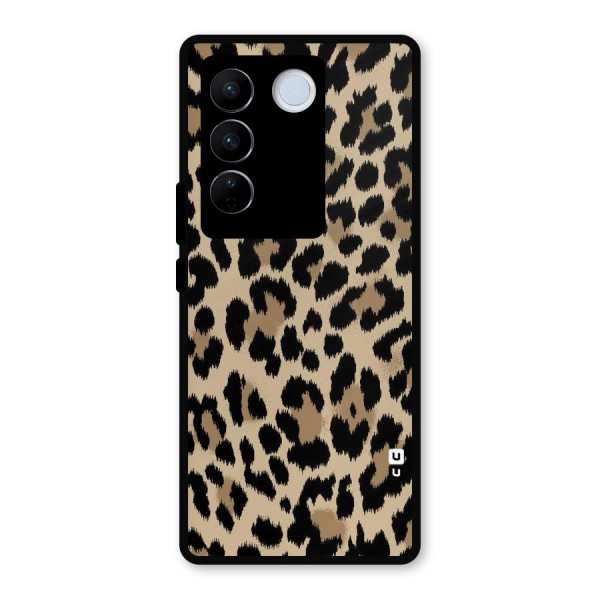 Brown Leapord Print Metal Back Case for Vivo V27