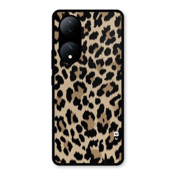 Brown Leapord Print Metal Back Case for Vivo Y100a