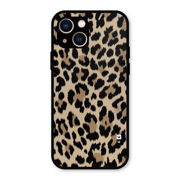 Brown Leapord Print Metal Back Case for iPhone 13