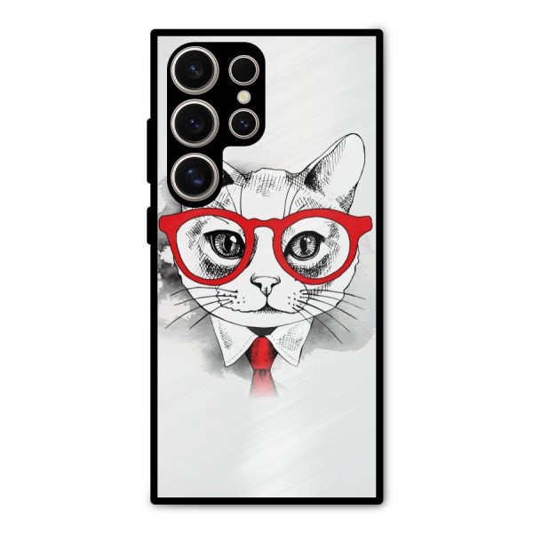Business Cat Metal Back Case for Galaxy S24 Ultra