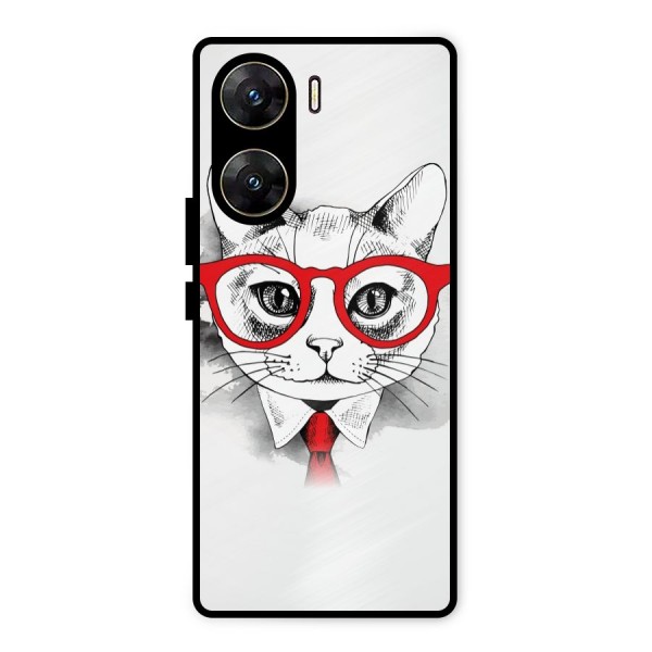 Business Cat Metal Back Case for Vivo V29e