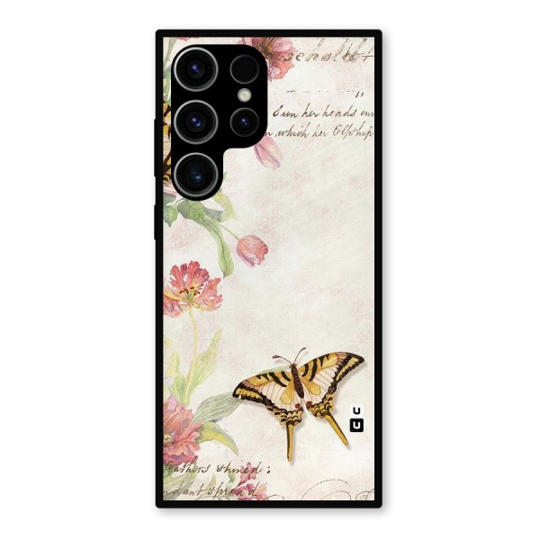 Butterfly Floral Metal Back Case for Galaxy S23 Ultra