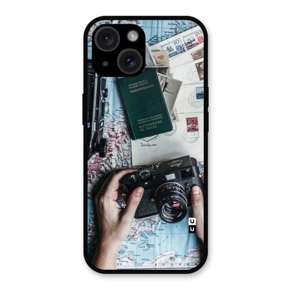 Camera and Postcards Metal Back Case for iPhone 15
