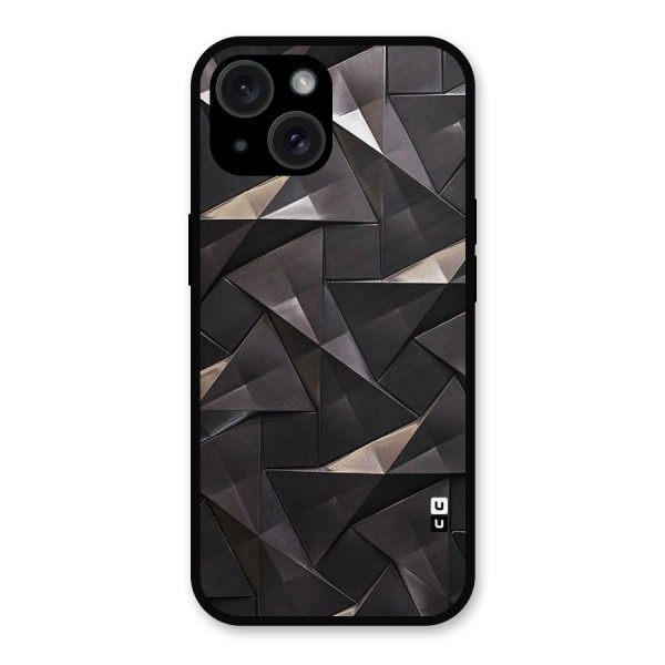 Carved Triangles Metal Back Case for iPhone 15