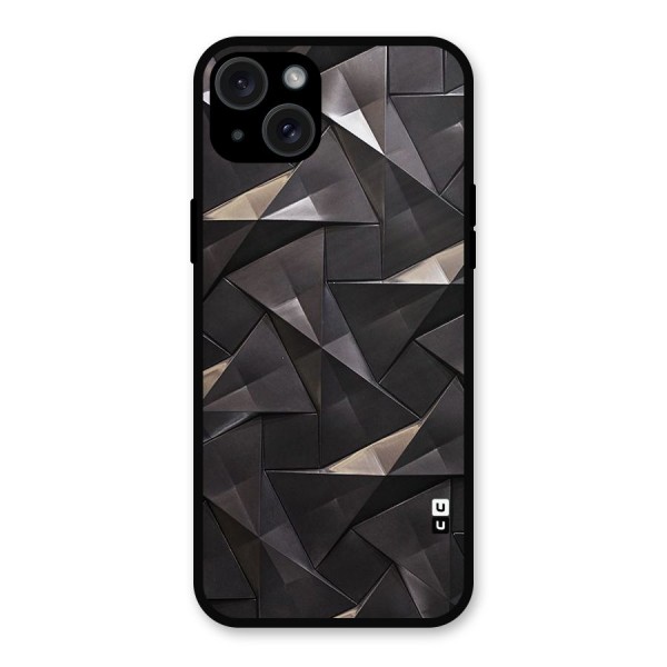 Carved Triangles Metal Back Case for iPhone 15 Plus