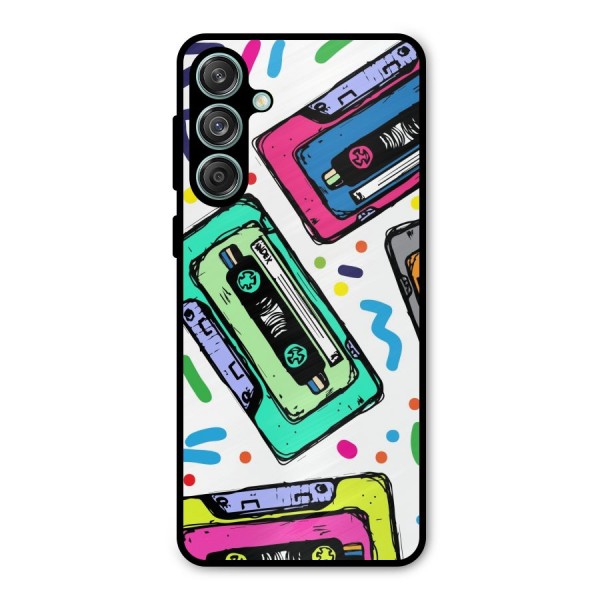 Cassette Pattern Metal Back Case for Galaxy M55 5G