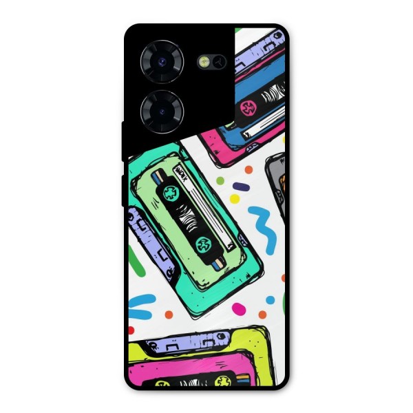 Cassette Pattern Metal Back Case for Tecno Pova 5 Pro 5G