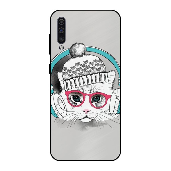 Cat Headphones Metal Back Case for Galaxy A30s