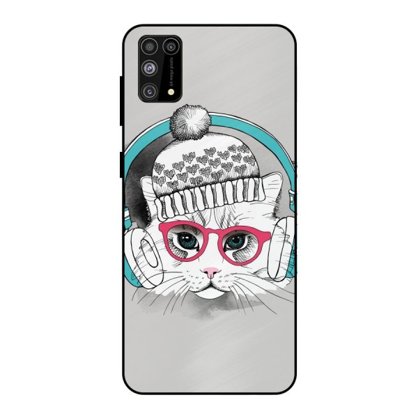 Cat Headphones Metal Back Case for Galaxy F41