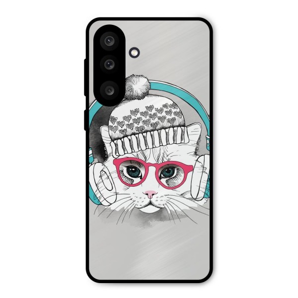 Cat Headphones Metal Back Case for Galaxy M56