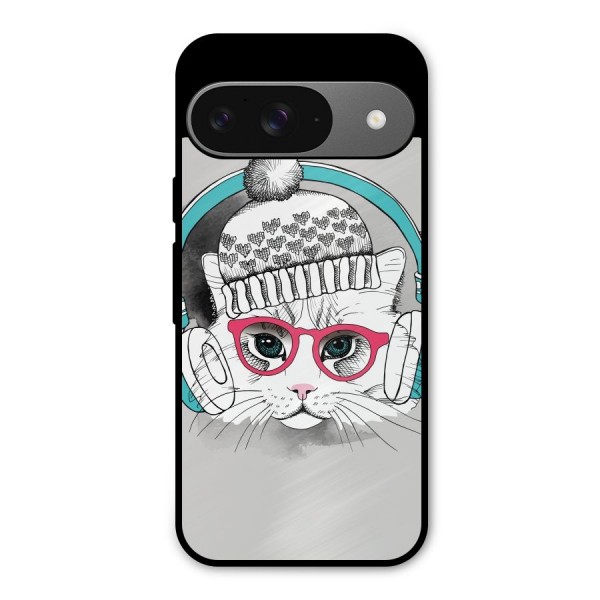 Cat Headphones Metal Back Case for Google Pixel 9