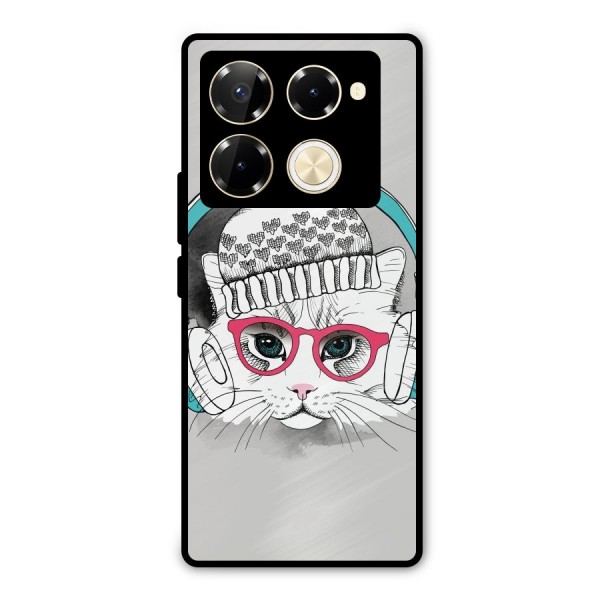 Cat Headphones Metal Back Case for Infinix Note 40 Pro Plus