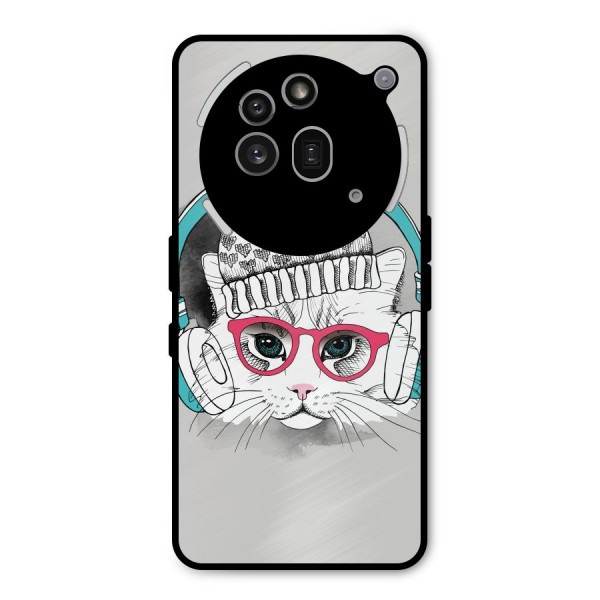 Cat Headphones Metal Back Case for Nothing Phone 3a Pro