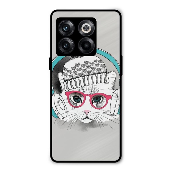 Cat Headphones Metal Back Case for OnePlus 10T