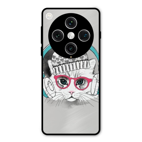 Cat Headphones Metal Back Case for Oppo Find X8 Pro