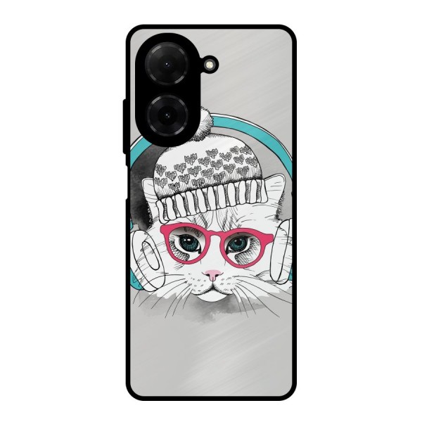 Cat Headphones Metal Back Case for Poco C71