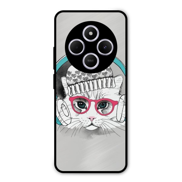 Cat Headphones Metal Back Case for Poco C75 5G