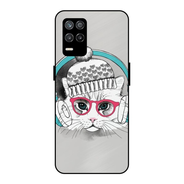 Cat Headphones Metal Back Case for Realme 9 5G
