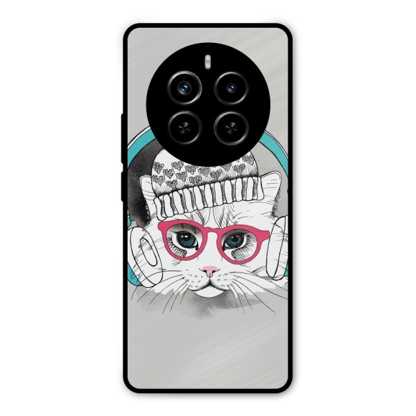 Cat Headphones Metal Back Case for Realme P1 Pro