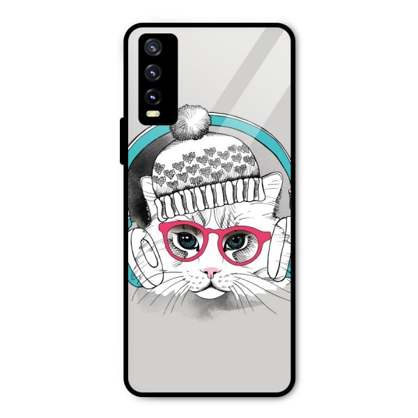 Cat Headphones Metal Back Case for Vivo Y20i