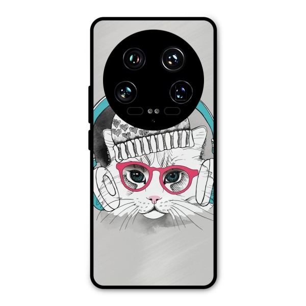 Cat Headphones Metal Back Case for Xiaomi 14 Ultra