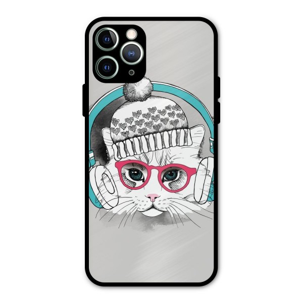 Cat Headphones Metal Back Case for iPhone 11 Pro Max
