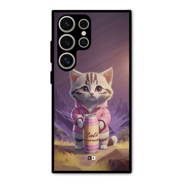 Cat Holding Can Metal Back Case for Galaxy S24 Ultra