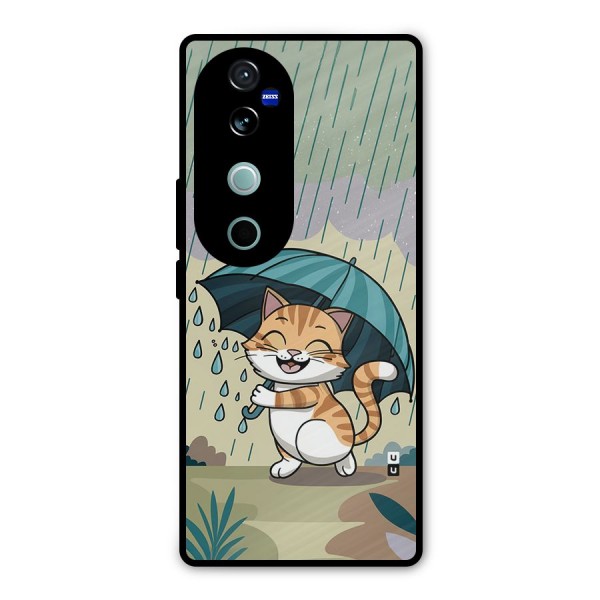 Cat In Rain Metal Back Case for Vivo V40 Pro
