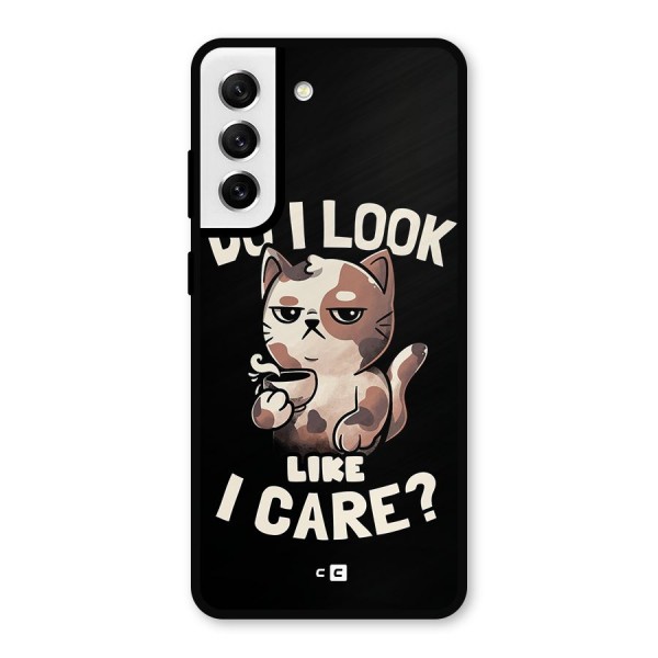 Cat Look Like Care Metal Back Case for Galaxy S21 FE 5G