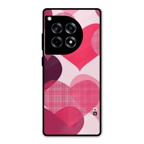Check Pink Hearts Metal Back Case for OnePlus 12R