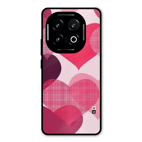 Check Pink Hearts Metal Back Case for iQOO 13