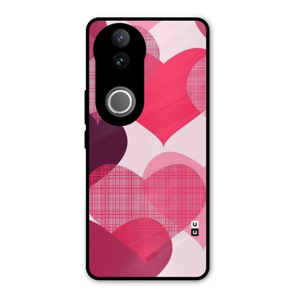 Check Pink Hearts Metal Back Case for iQOO Z10R