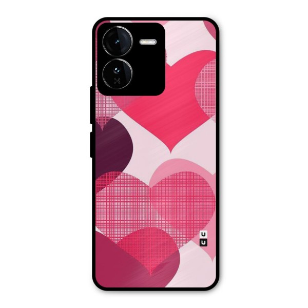 Check Pink Hearts Metal Back Case for iQOO Z9
