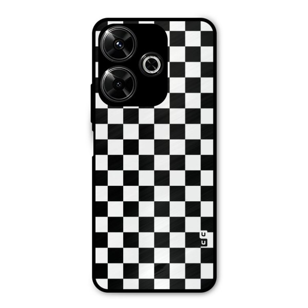Checkerboard Metal Back Case for Poco M6 Plus
