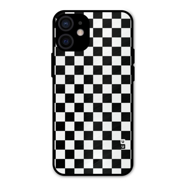 Checkerboard Metal Back Case for iPhone 12 Mini
