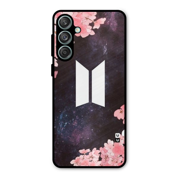 Cherry Blossom Pause Design Metal Back Case for Galaxy M55 5G