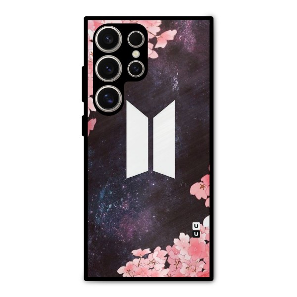 Cherry Blossom Pause Design Metal Back Case for Galaxy S24 Ultra