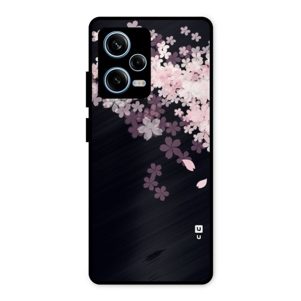 Cherry Flowers Pink Metal Back Case for Redmi Note 12 Pro