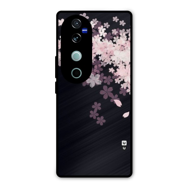Cherry Flowers Pink Metal Back Case for Vivo V40