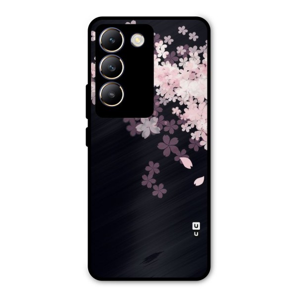 Cherry Flowers Pink Metal Back Case for Vivo Y200e
