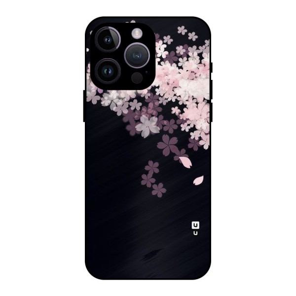 Cherry Flowers Pink Metal Back Case for iPhone 14 Pro Max