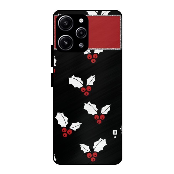 Cherry Leaf Design Glass Back Case for Redmi 12 4G