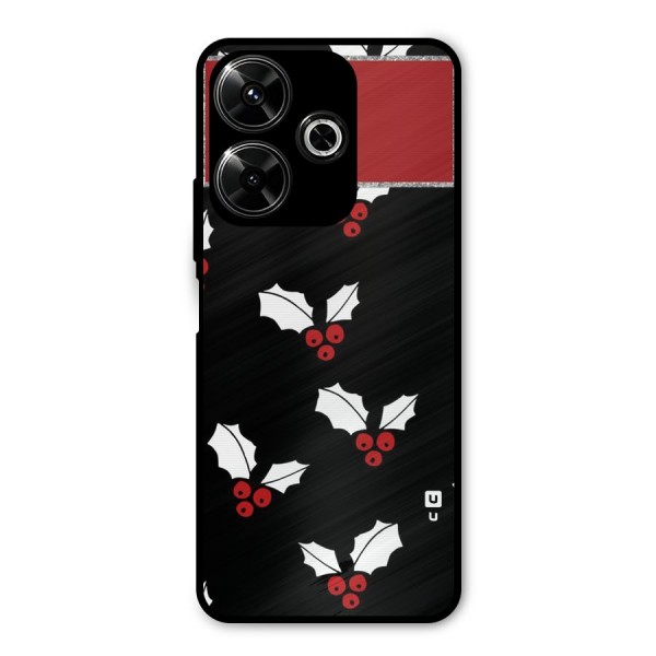 Cherry Leaf Design Metal Back Case for Poco M6 Plus