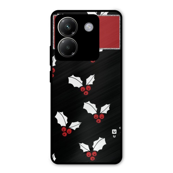 Cherry Leaf Design Metal Back Case for Poco M7 Pro 5G