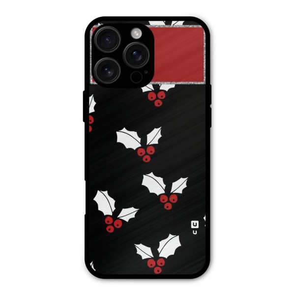 Cherry Leaf Design Metal Back Case for iPhone 16 Pro Max