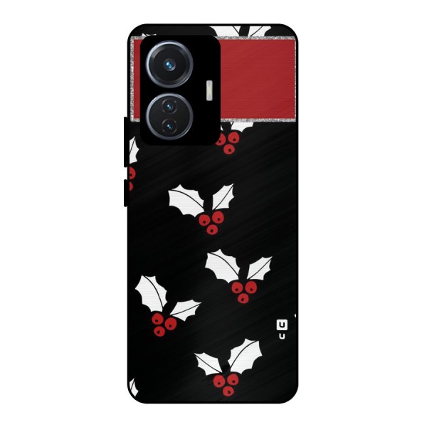 Cherry Leaf Design Metal Back Case for iQOO Z6 44W
