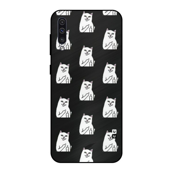Chill Cat Pattern Metal Back Case for Galaxy A50