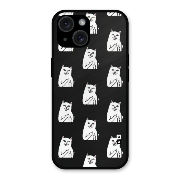 Chill Cat Pattern Metal Back Case for iPhone 15