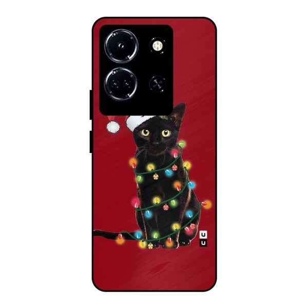 Christmas Cap Cat Metal Back Case for Infinix Note 30 5G